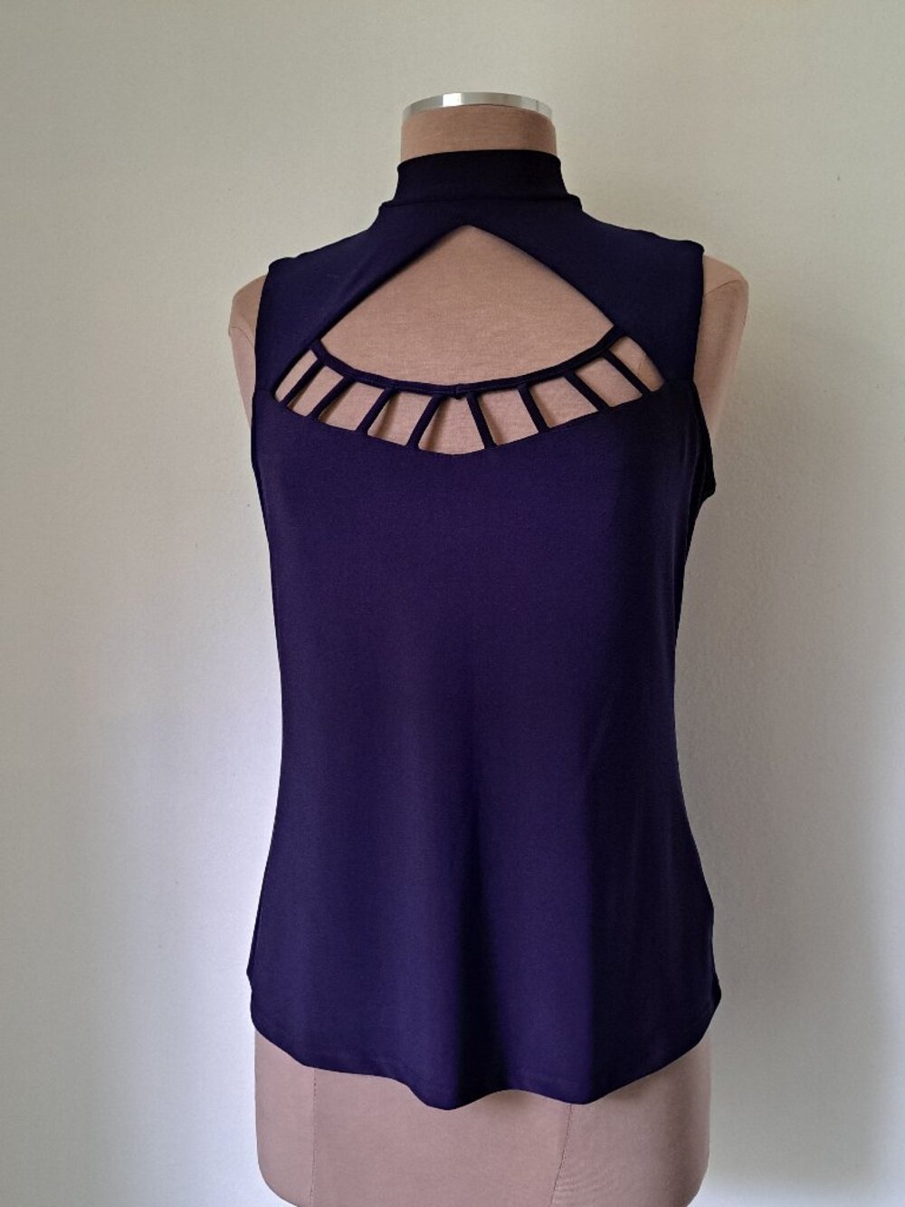 AUW Women's Tank Top Turtle Neck Size M Blue Color